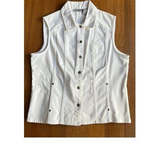 Chico's Platinum White Denim Vest, Chico's Size 2